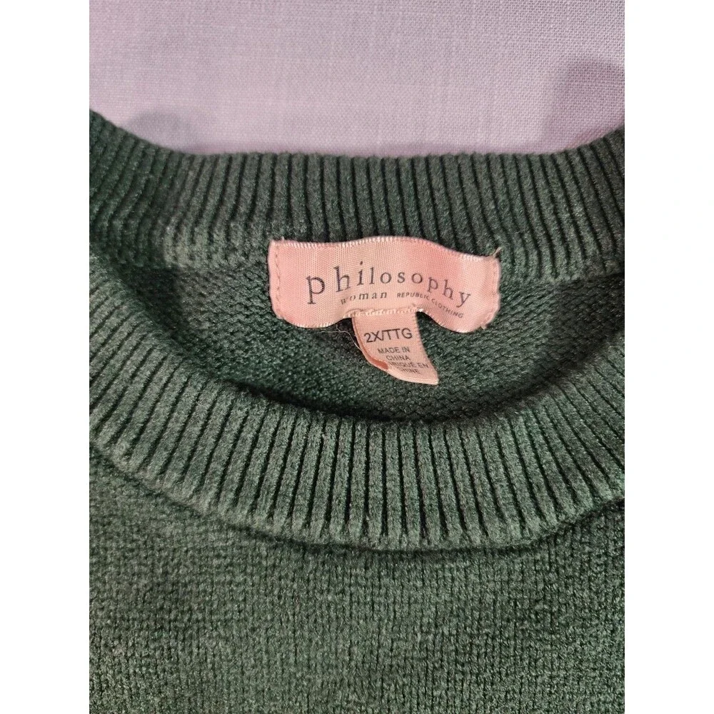 Philosophy Woman Green & Black Striped Knit Sweater – Women's 2X